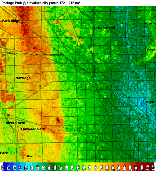 Zoom OUT 2x Portage Park, United States elevation map