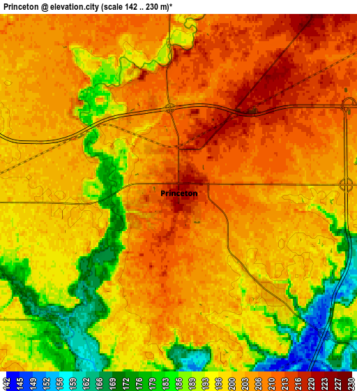 Zoom OUT 2x Princeton, United States elevation map