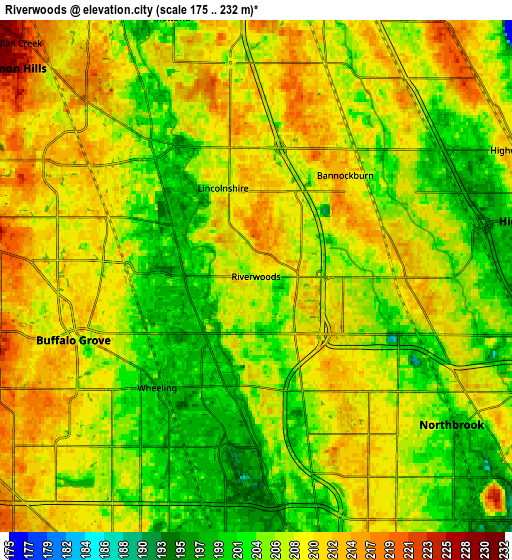 Zoom OUT 2x Riverwoods, United States elevation map