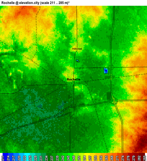 Zoom OUT 2x Rochelle, United States elevation map