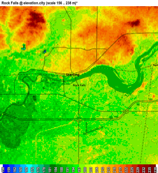 Zoom OUT 2x Rock Falls, United States elevation map