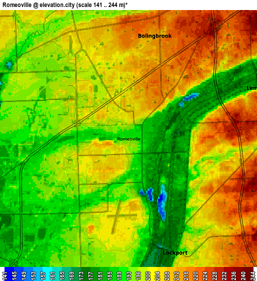 Zoom OUT 2x Romeoville, United States elevation map