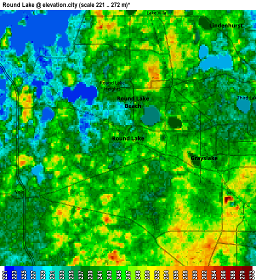 Zoom OUT 2x Round Lake, United States elevation map