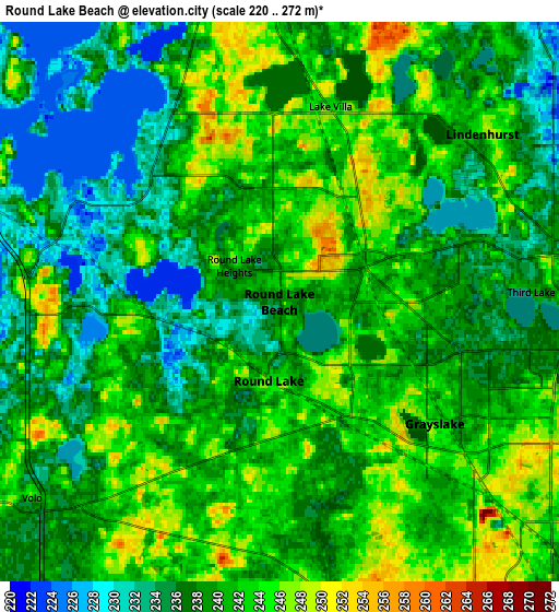 Zoom OUT 2x Round Lake Beach, United States elevation map