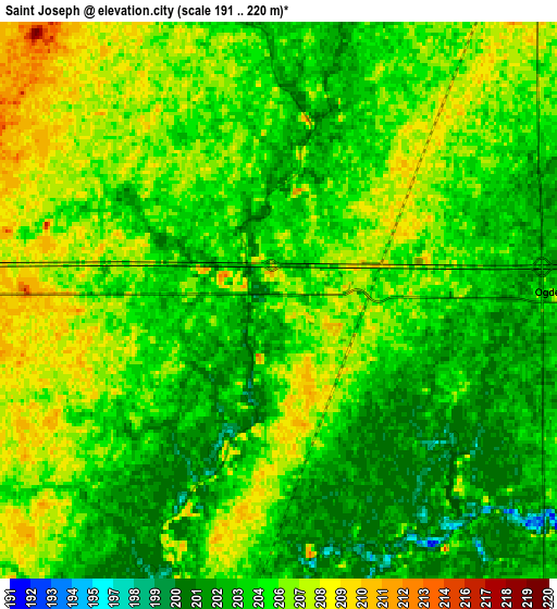 Zoom OUT 2x Saint Joseph, United States elevation map