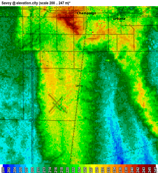 Zoom OUT 2x Savoy, United States elevation map