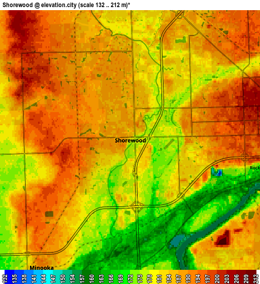 Zoom OUT 2x Shorewood, United States elevation map