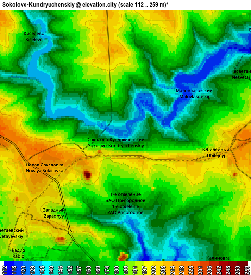 Zoom OUT 2x Sokolovo-Kundryuchenskiy, Russia elevation map