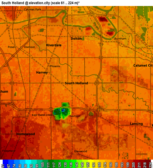 Zoom OUT 2x South Holland, United States elevation map