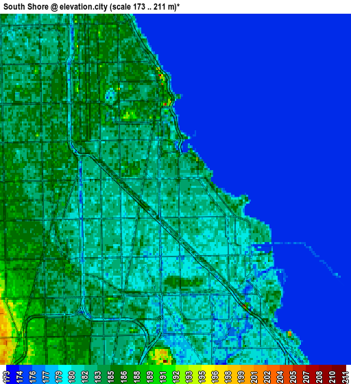 Zoom OUT 2x South Shore, United States elevation map