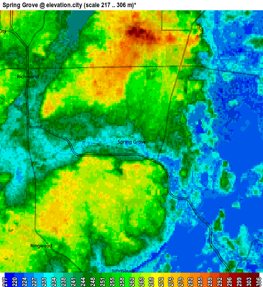 Zoom OUT 2x Spring Grove, United States elevation map