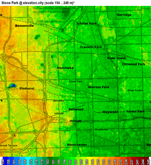 Zoom OUT 2x Stone Park, United States elevation map