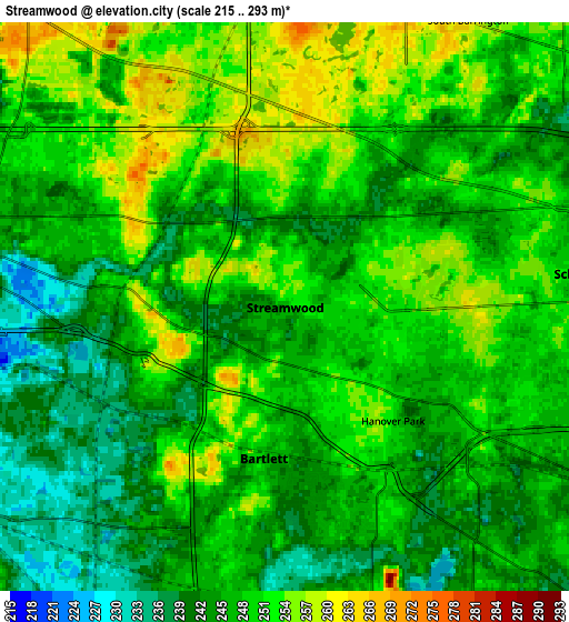 Zoom OUT 2x Streamwood, United States elevation map