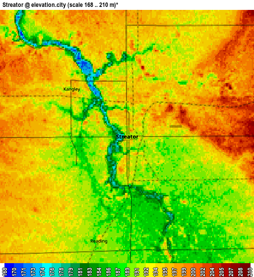 Zoom OUT 2x Streator, United States elevation map