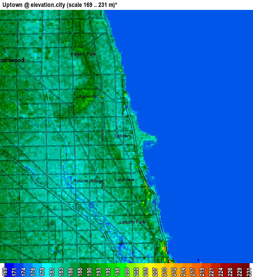 Zoom OUT 2x Uptown, United States elevation map