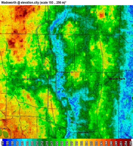 Zoom OUT 2x Wadsworth, United States elevation map