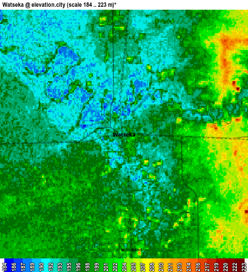 Zoom OUT 2x Watseka, United States elevation map