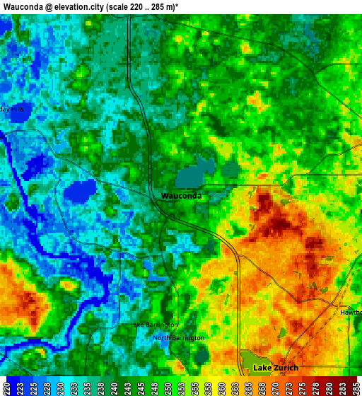 Zoom OUT 2x Wauconda, United States elevation map