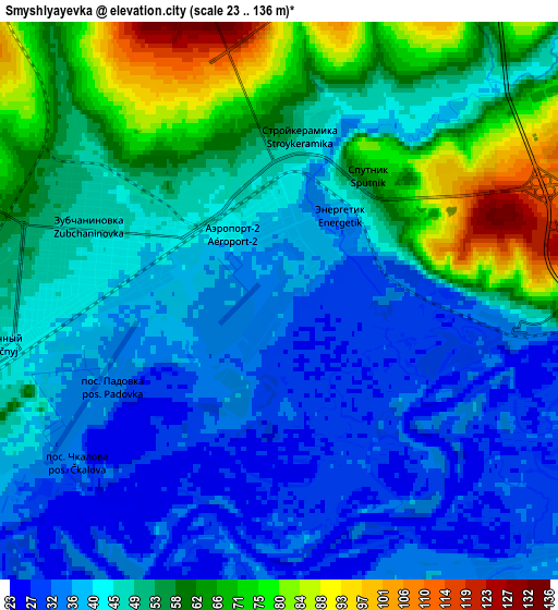 Zoom OUT 2x Smyshlyayevka, Russia elevation map