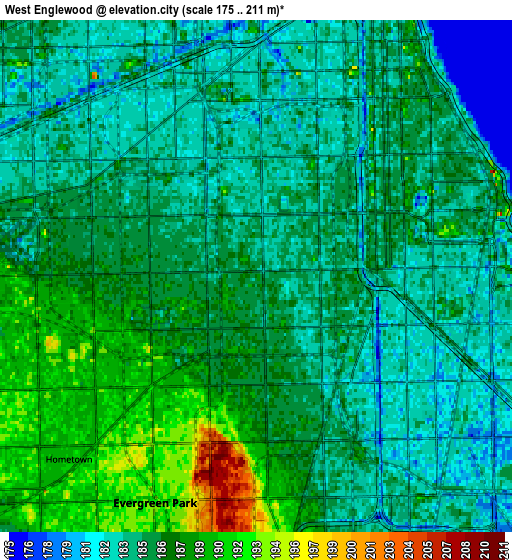 Zoom OUT 2x West Englewood, United States elevation map