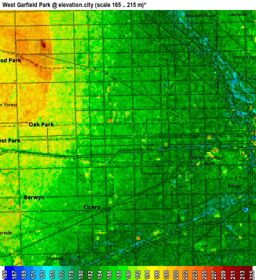 Zoom OUT 2x West Garfield Park, United States elevation map