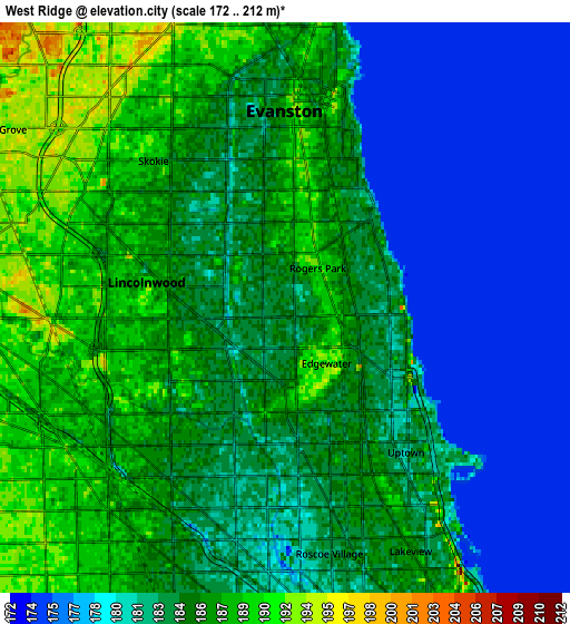 Zoom OUT 2x West Ridge, United States elevation map