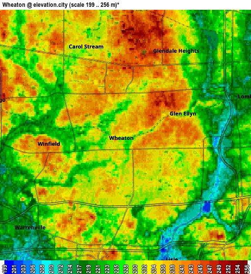 Zoom OUT 2x Wheaton, United States elevation map