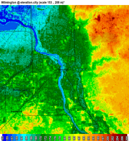 Zoom OUT 2x Wilmington, United States elevation map