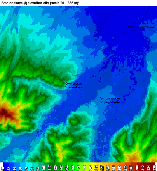 Zoom OUT 2x Smolenskaya, Russia elevation map