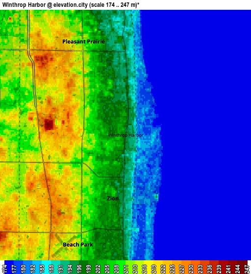 Zoom OUT 2x Winthrop Harbor, United States elevation map