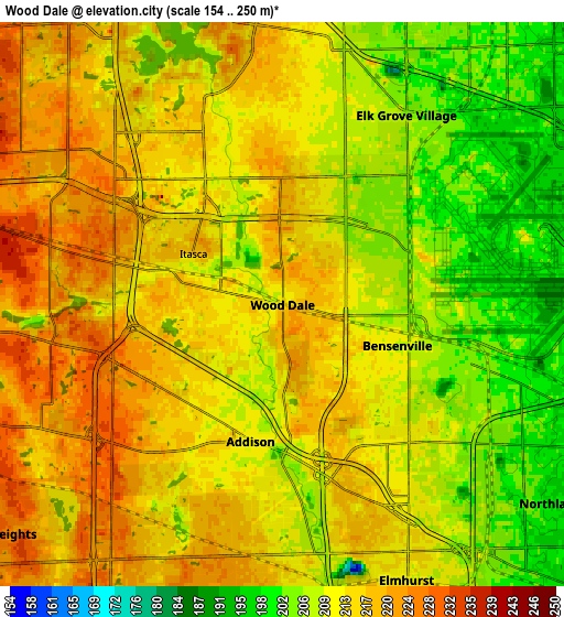 Zoom OUT 2x Wood Dale, United States elevation map