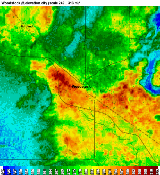 Zoom OUT 2x Woodstock, United States elevation map