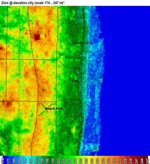 Zoom OUT 2x Zion, United States elevation map