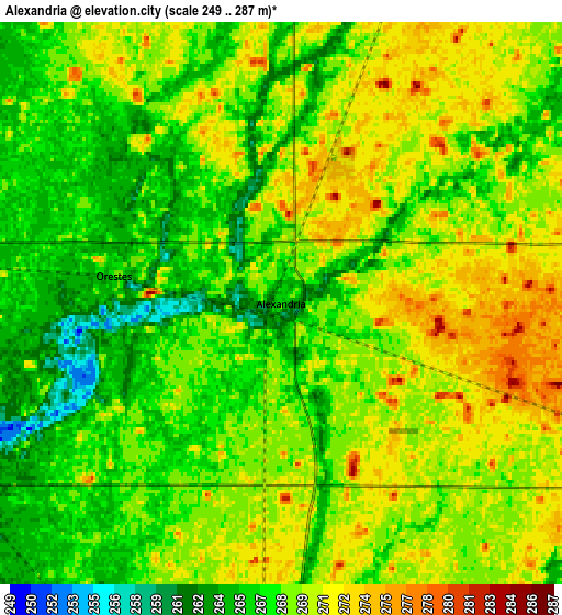 Zoom OUT 2x Alexandria, United States elevation map