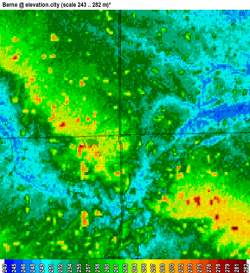 Zoom OUT 2x Berne, United States elevation map