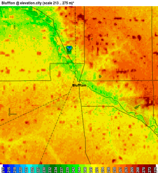 Zoom OUT 2x Bluffton, United States elevation map