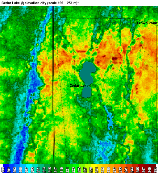 Zoom OUT 2x Cedar Lake, United States elevation map