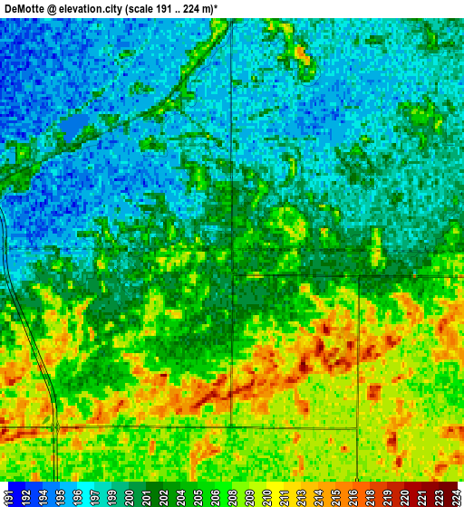 Zoom OUT 2x DeMotte, United States elevation map