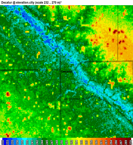 Zoom OUT 2x Decatur, United States elevation map