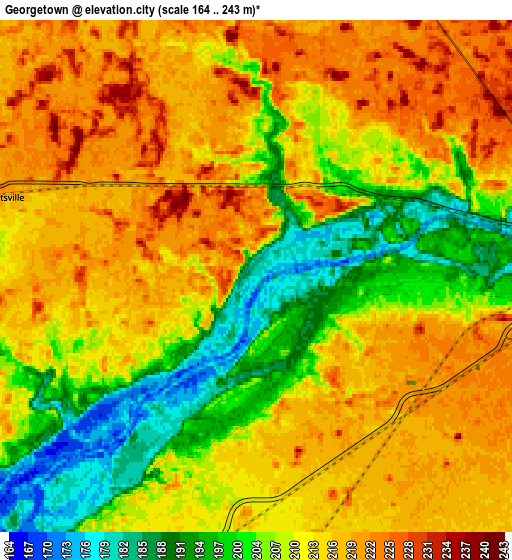 Zoom OUT 2x Georgetown, United States elevation map