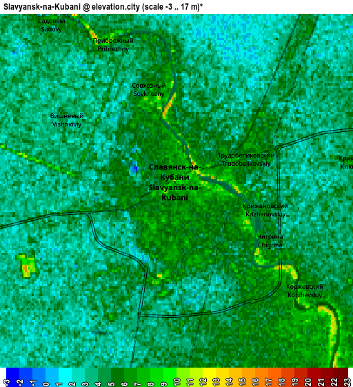 Zoom OUT 2x Slavyansk-na-Kubani, Russia elevation map