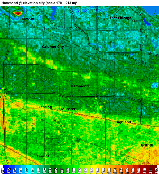 Zoom OUT 2x Hammond, United States elevation map