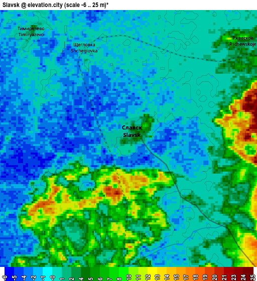 Zoom OUT 2x Slavsk, Russia elevation map