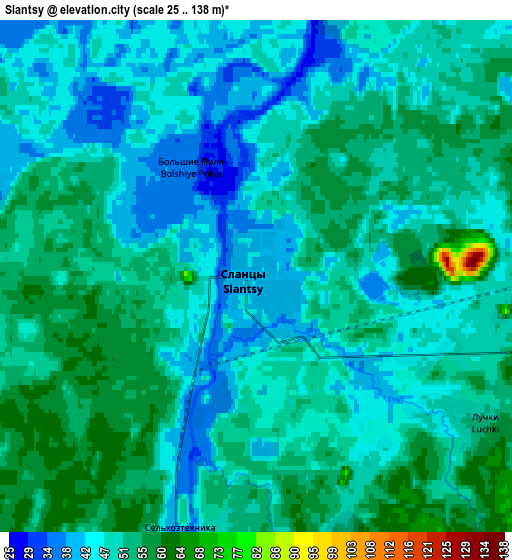 Zoom OUT 2x Slantsy, Russia elevation map