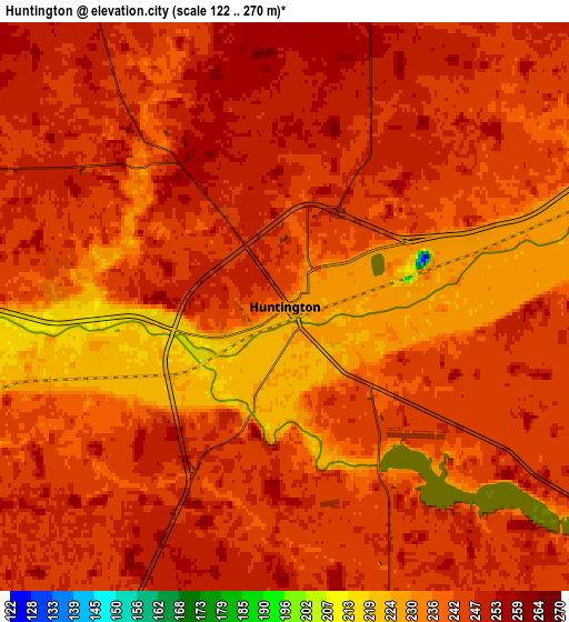 Zoom OUT 2x Huntington, United States elevation map