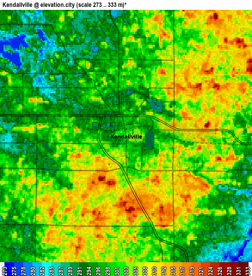 Zoom OUT 2x Kendallville, United States elevation map