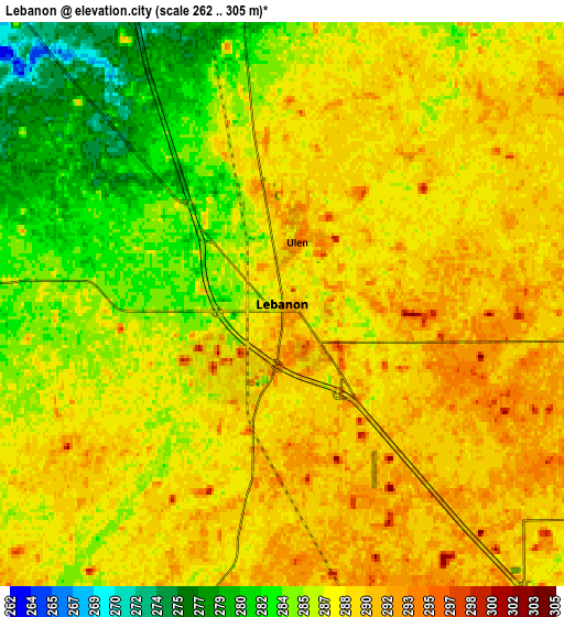 Zoom OUT 2x Lebanon, United States elevation map