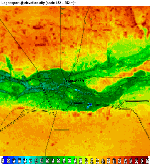 Zoom OUT 2x Logansport, United States elevation map