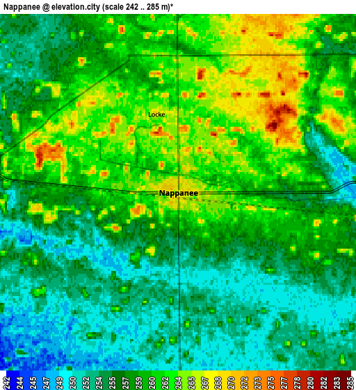 Zoom OUT 2x Nappanee, United States elevation map