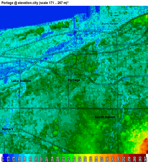 Zoom OUT 2x Portage, United States elevation map